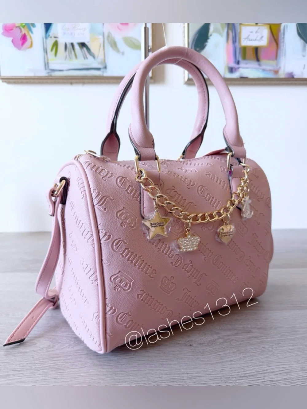 JUICY COUTURE Bag Not Your Babe Satchel with Swag Chain - Blush Pink - Picture 4 of 8